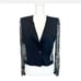 Helmut Lang cropped wool/silk blouse jacket w/sheer pattern sleeves/cutout sz 2