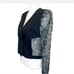 Helmut Lang cropped wool/silk blouse jacket w/sheer pattern sleeves/cutout sz 2