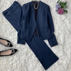 Theory No-Collar Jacket Pantsuit Navy Setup