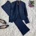 Theory No-Collar Jacket Pantsuit Navy Setup