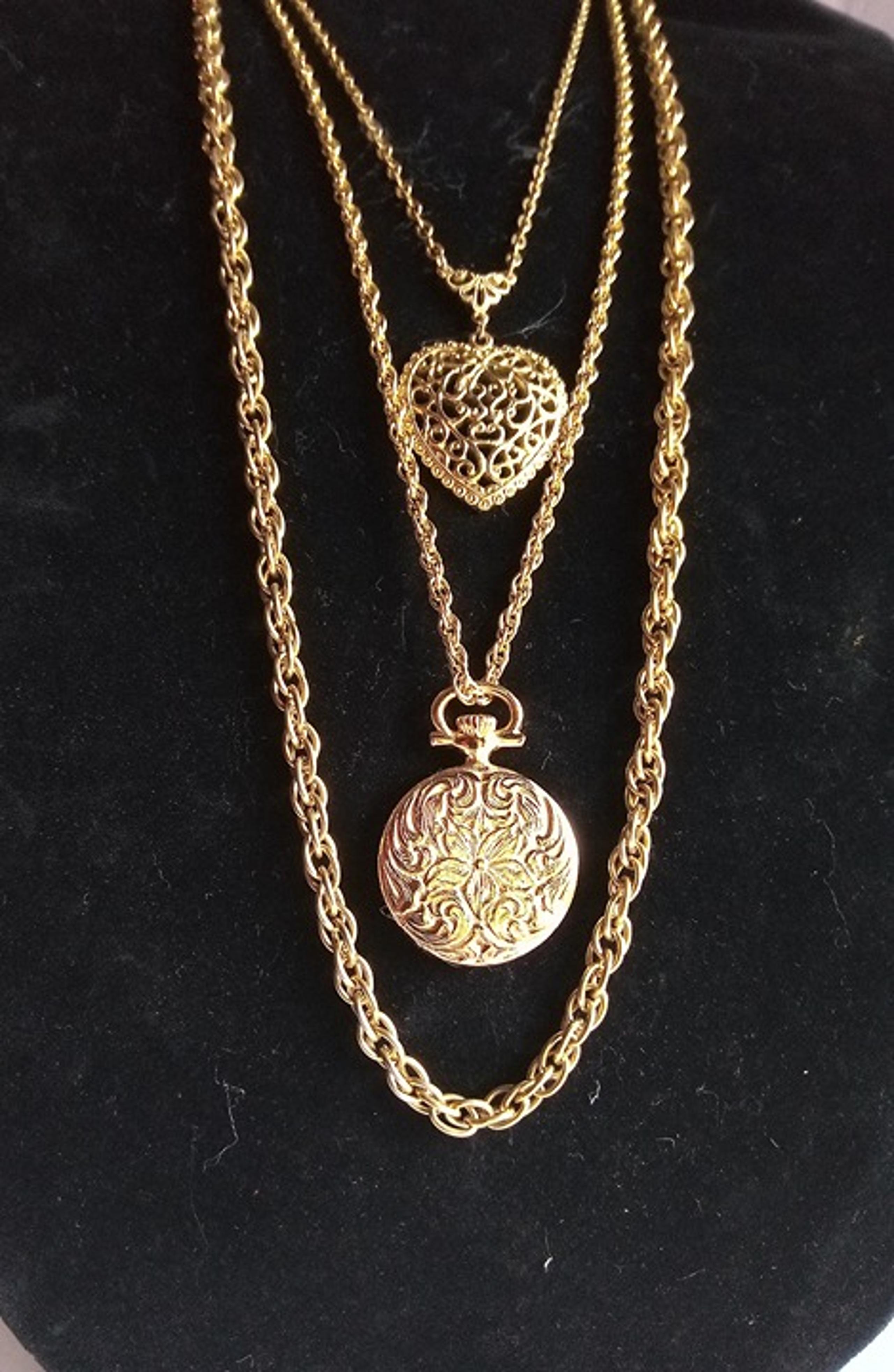 Layered, Fabulous Vintage Gold Tone Necklace Lot, Some Signed