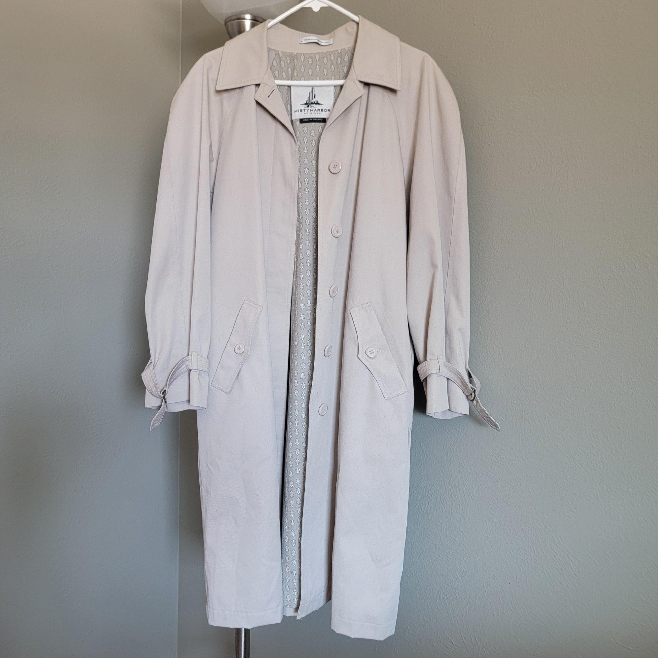 Misty Harbor Khaki Beige Trench Coat | Women's Size 14 | Vintage
