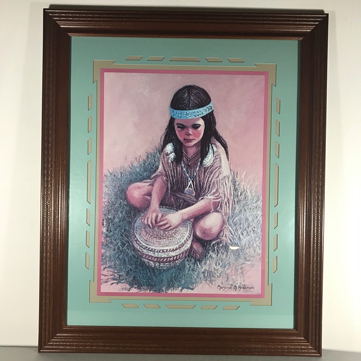 Vintage Native American Girl By Marjorie M Anderson Art Print Framed & Signed