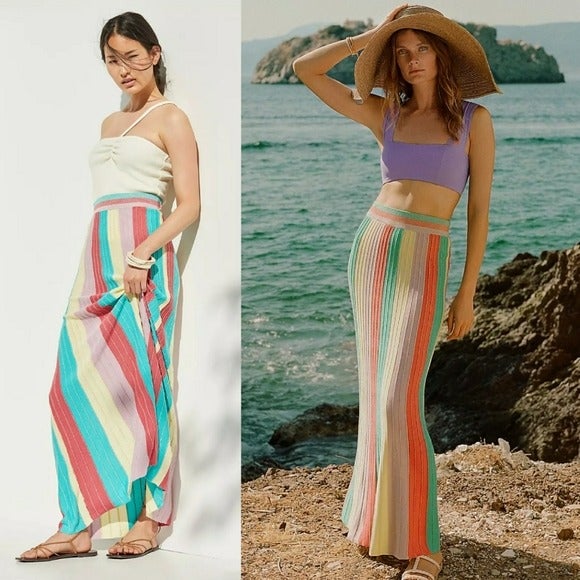 NWT Anthropologie Pastel Stripe Maxi Skirt - Size Small