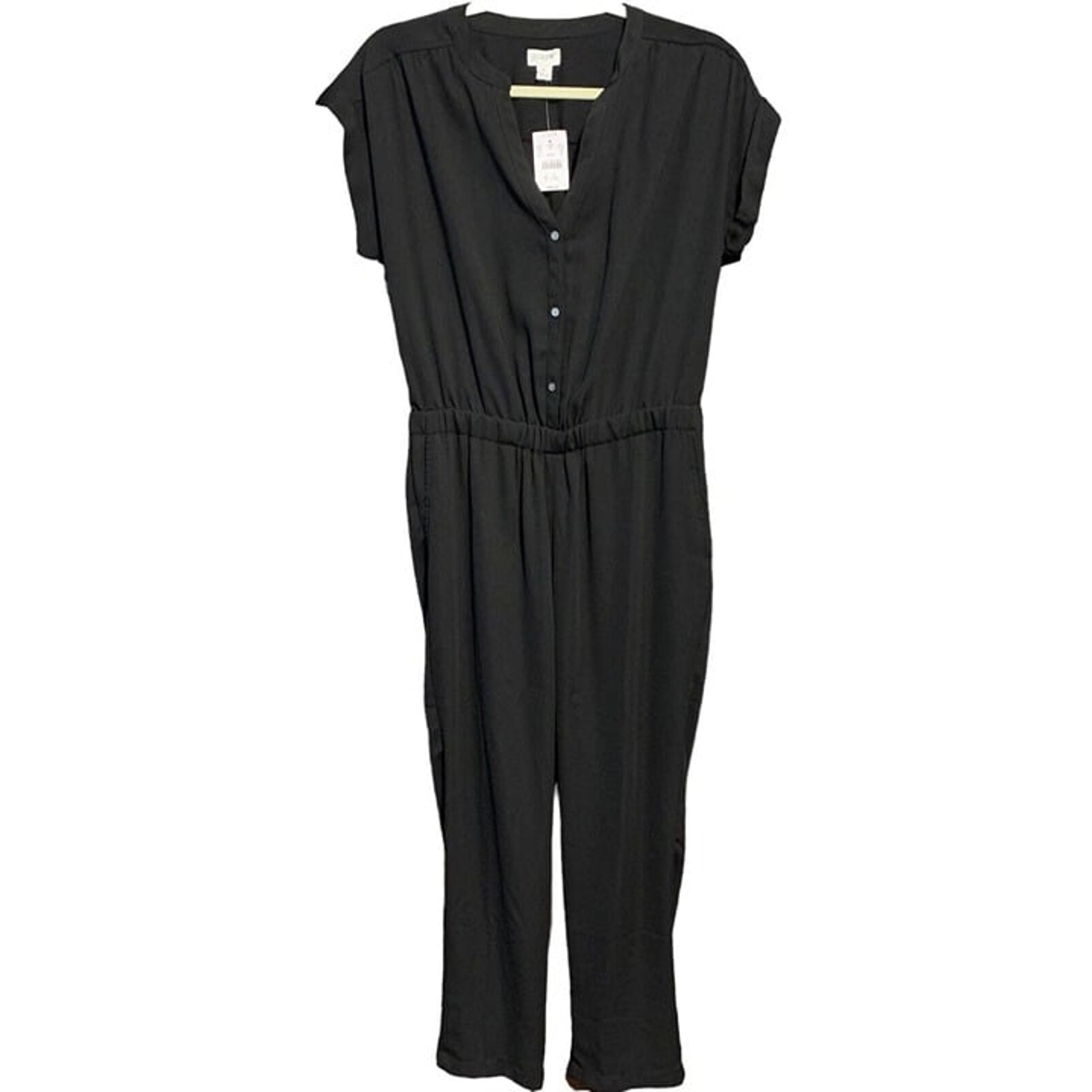 J. Crew Women's Black Button Down Top V-Neck Jumpsuit Romper Style Size S NWT