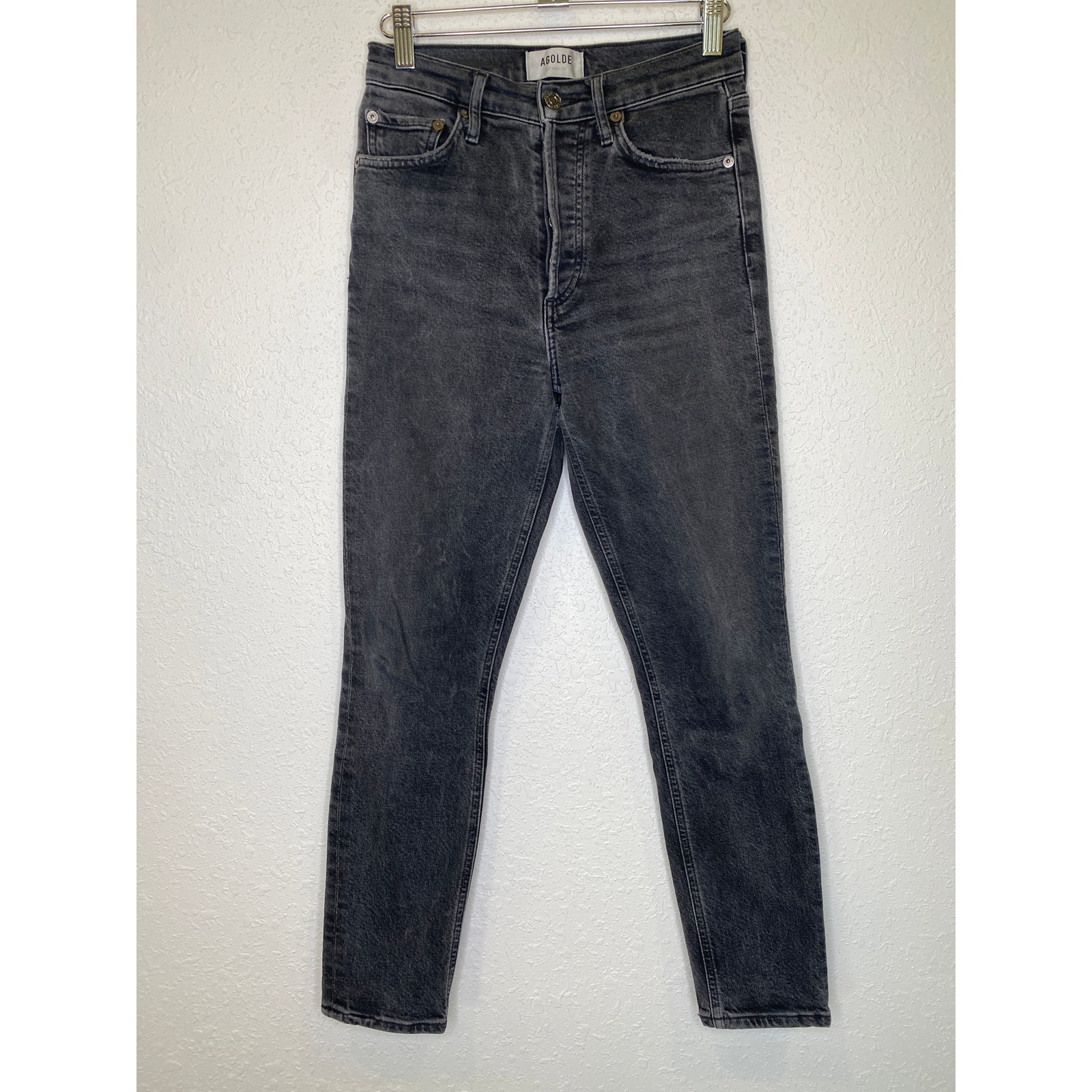 AGOLDE Gray Nico Ankle Denim Jeans Button Fly Slim Straight Leg EUC Sz 24 Cotton