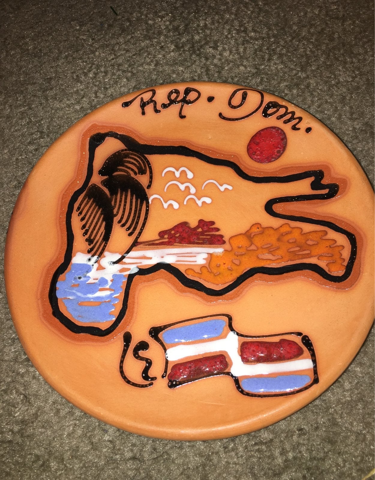 Red Clay Pottery Wall Plate Art From Dominican Republic
