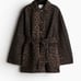 H&M Tie-Belt Leopard Denim Jacket