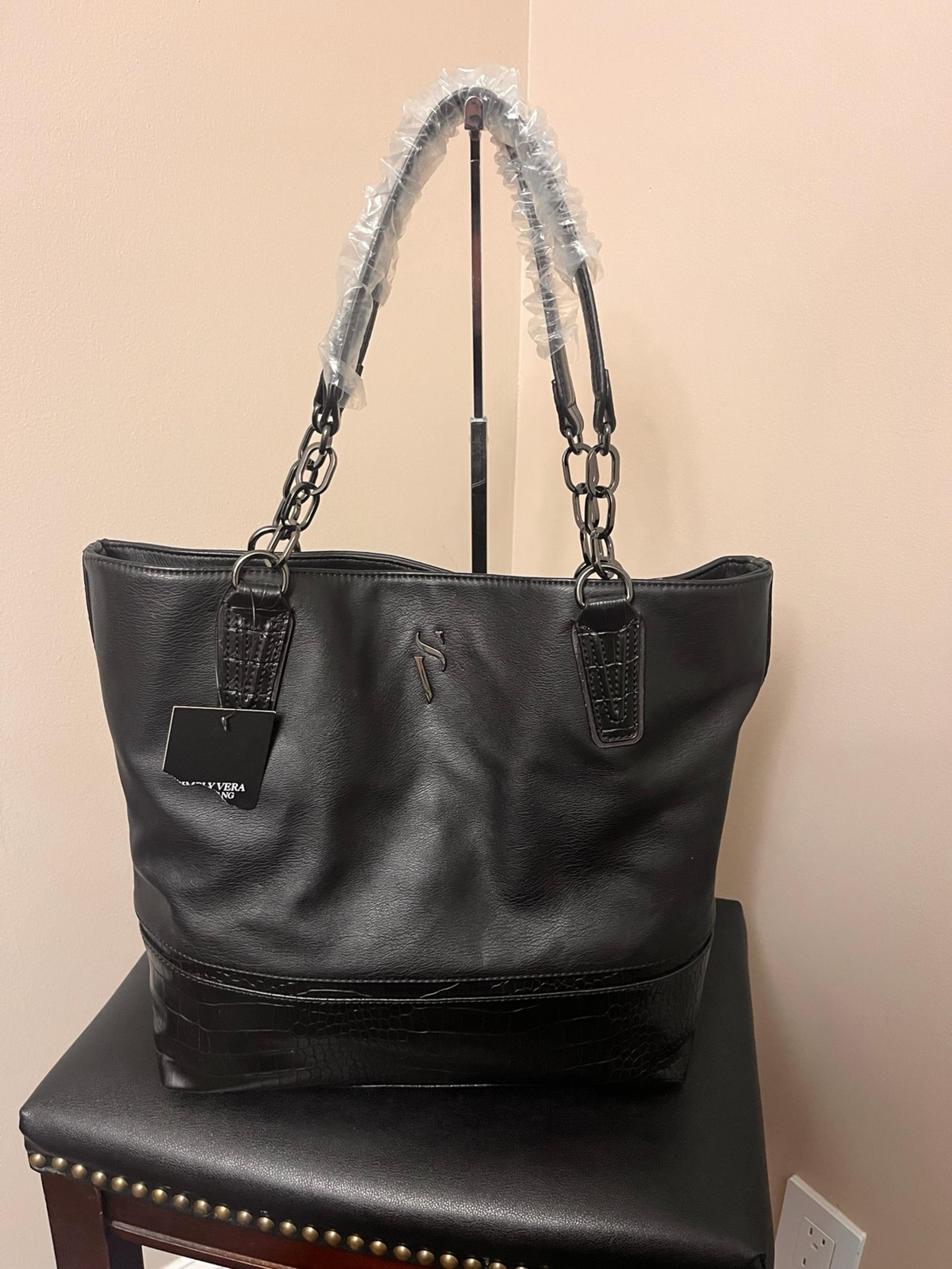 VERA WANG LG Black Tote bag Croc pattern