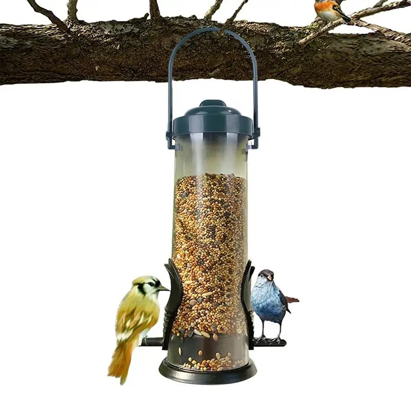 Dangling Bird Feeder Squirrel Proof Bird Food Container PP Bird Food Dispenser C