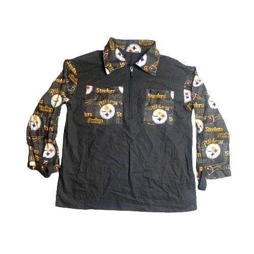 Pittsburgh Steelers Shirt Adult Large Black 1/4 Zip Pockets NFL Football Mens