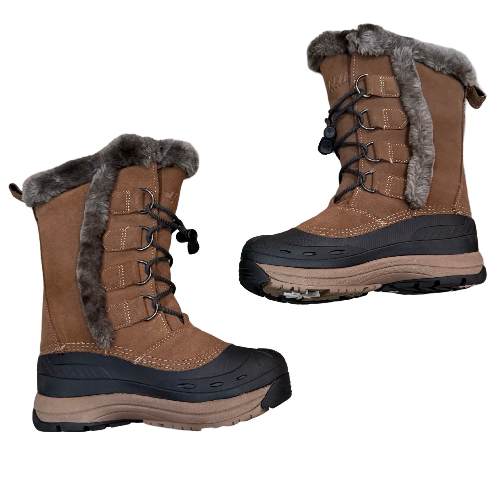 Baffin Chloe Brown Fur Trim Waterproof Leather Winter Boots size 6 NEW no Tags