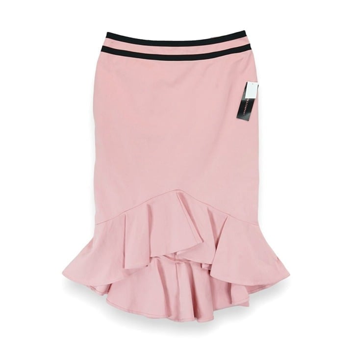 NWT 7th Avenue New York & Company Pink Flounced Pencil Skirt Size 10 MSRP 55
