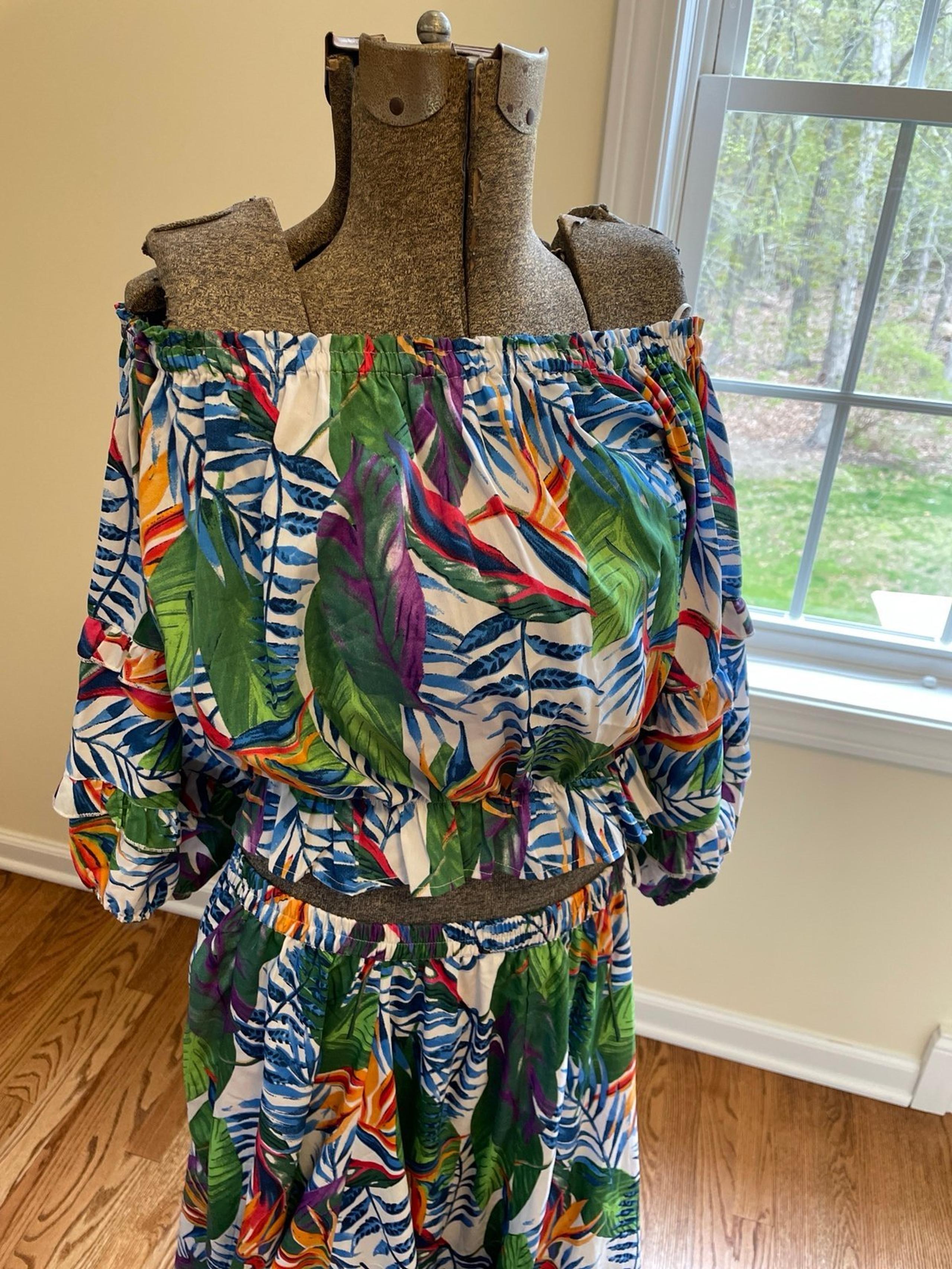 Rachel Zoe Women's Size Medium 2Pc Tropical Set Floral Top and Maxi Skirt NWT