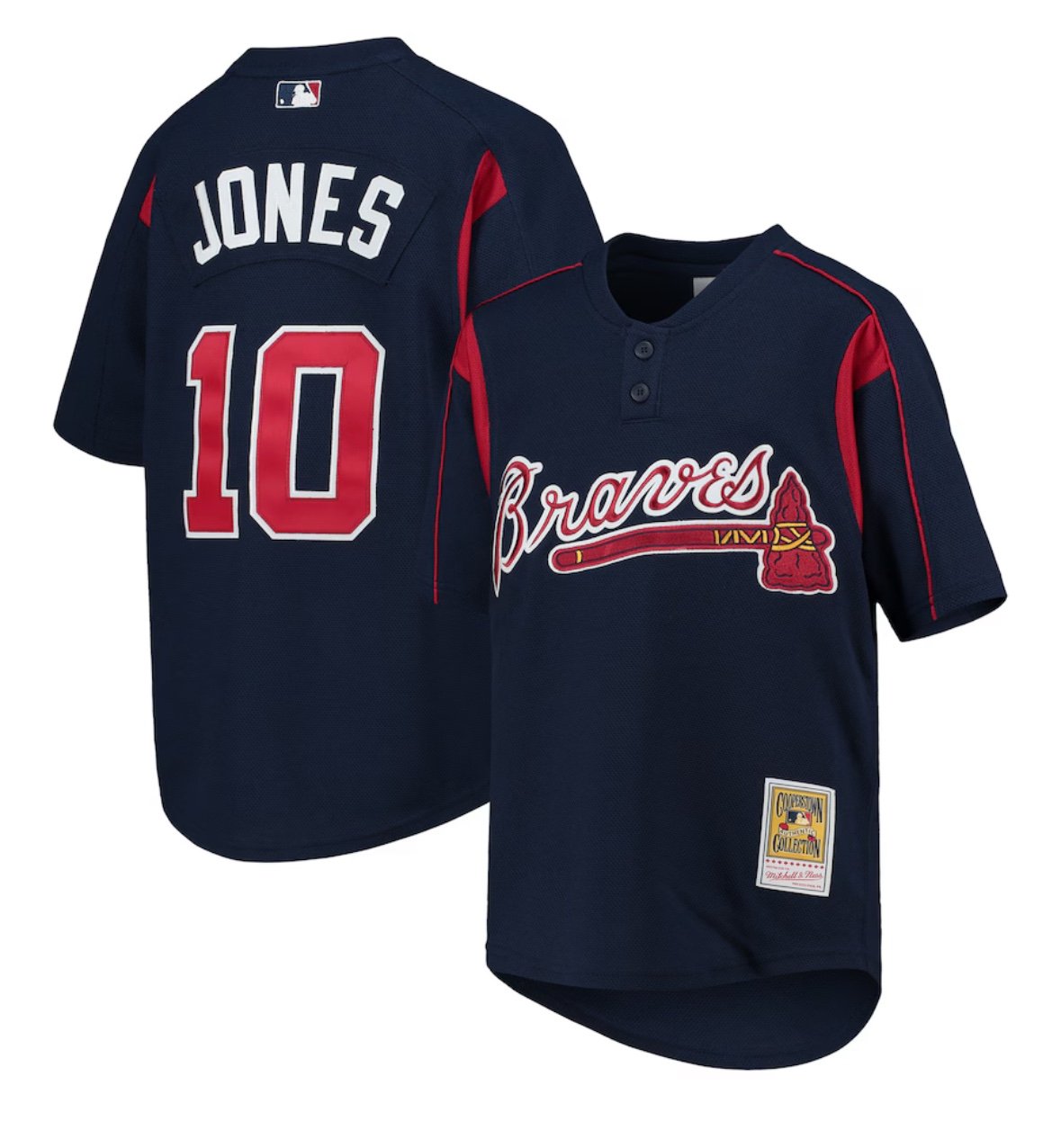 Atlanta Braves Chipper Jones Mitchell & Ness Navy Cooperstown Collection M