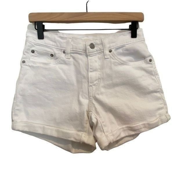 Levi’s White Mid Length Rolled Denim Hem Shorts Size 27