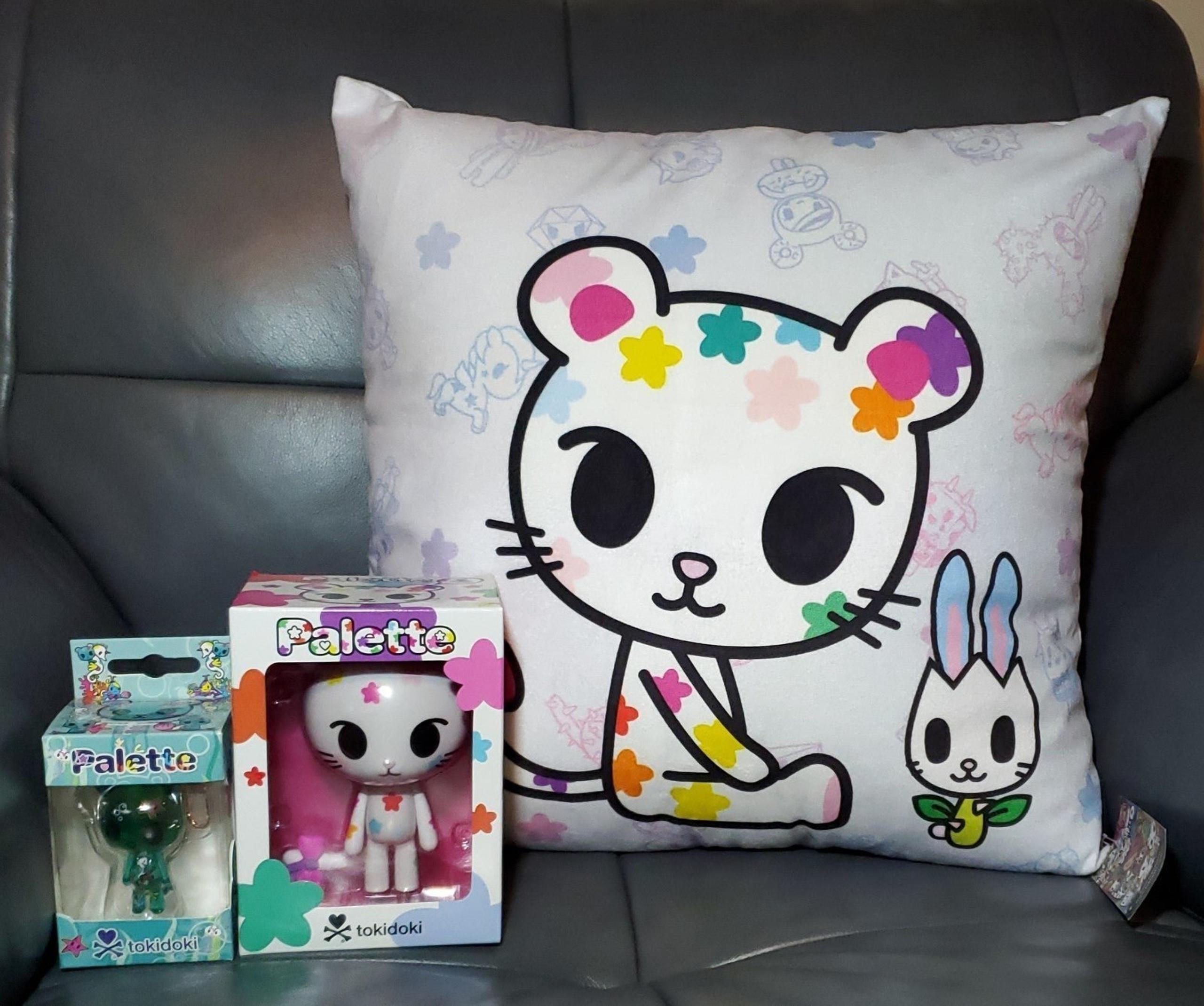 Tokidoki Palette Throw Pillow/Collectible Figure Bundle