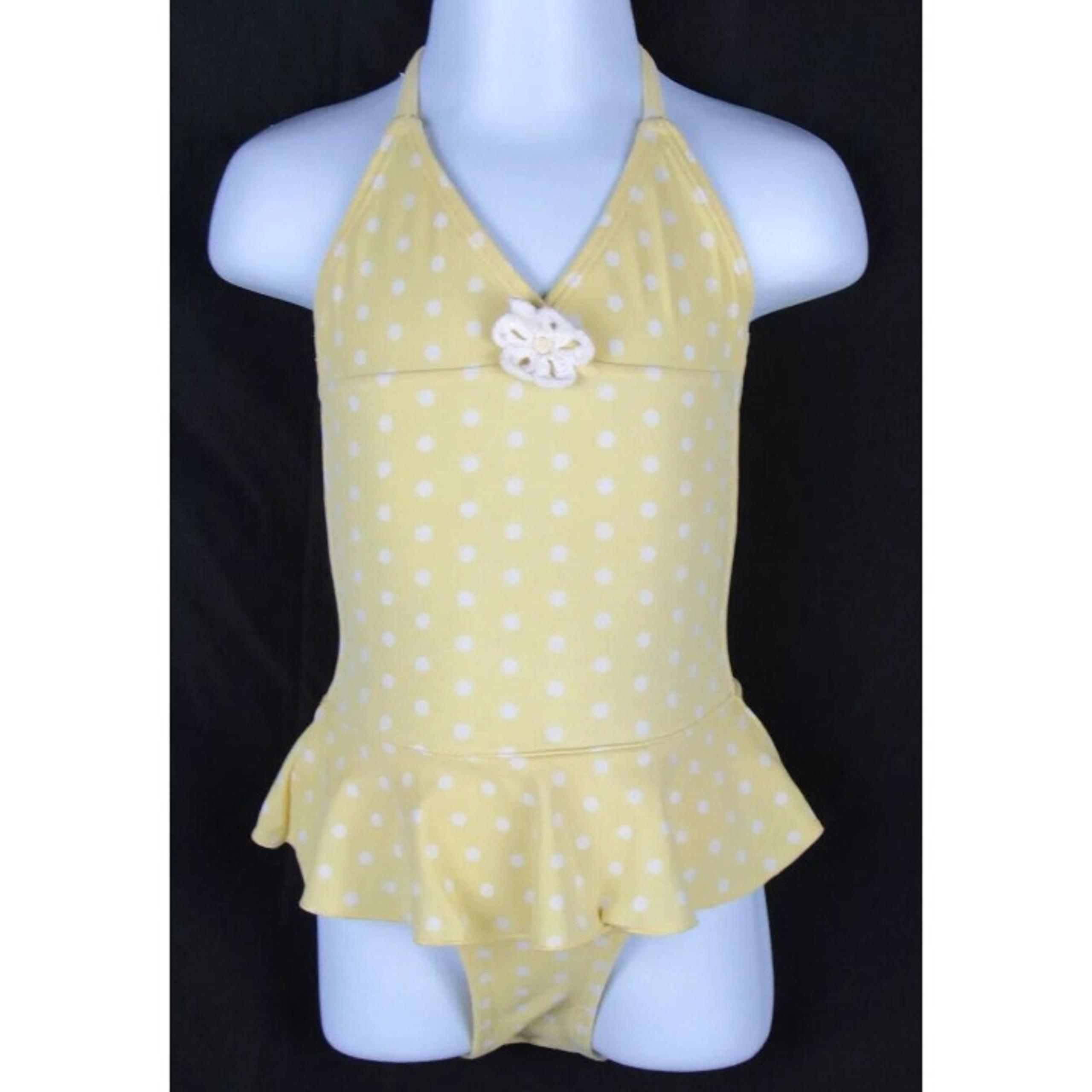 Janie and Jack toddler girl yellow polka dot flower onepiece swimsuit daisy 2 2T