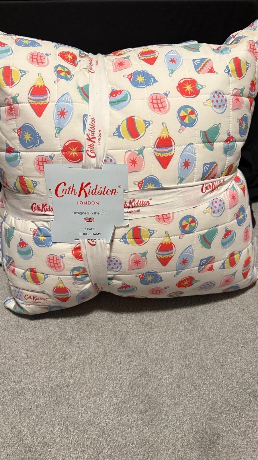 Cath Kidston 2 Christmas Baubles Ornament Large Shams Pillows 24*24