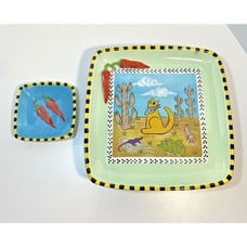 Zrike Serving Sensations Footed Square Platter w/Dipping Dish by Eileen Tramonte