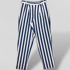 Vintage Cotton Brothers Nautical Striped Pants Blue White Vertical Stripes Sz 34