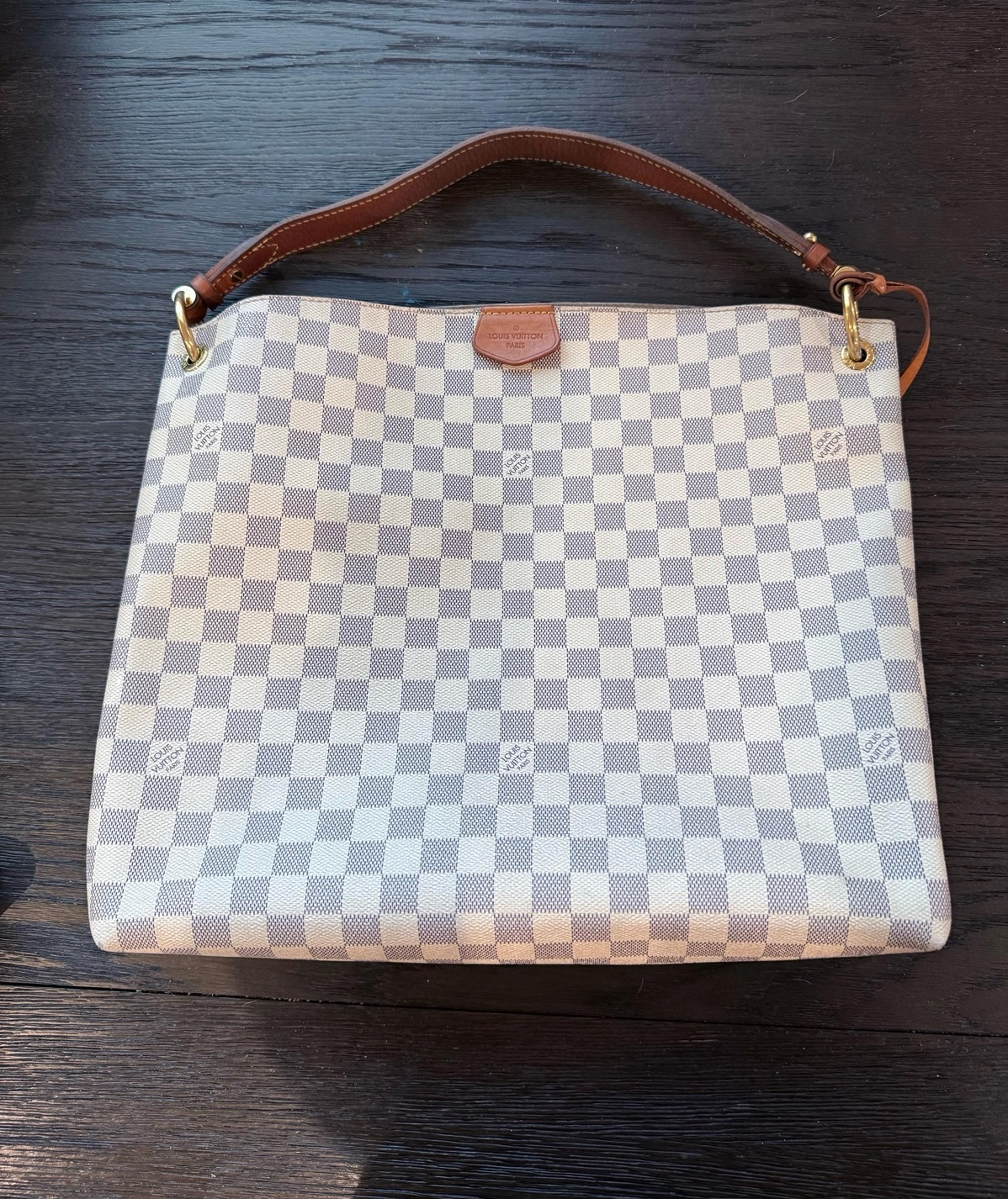 Louis Vuitton Graceful MM Damier Azur Shoulder Bag with Luggage Tag