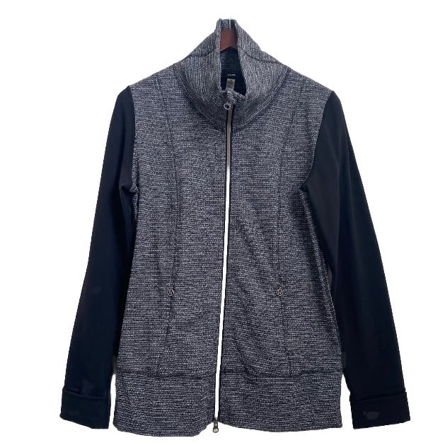 LULULEMON Daily Yoga Jacket In Coco Pique Black/Black Size 10