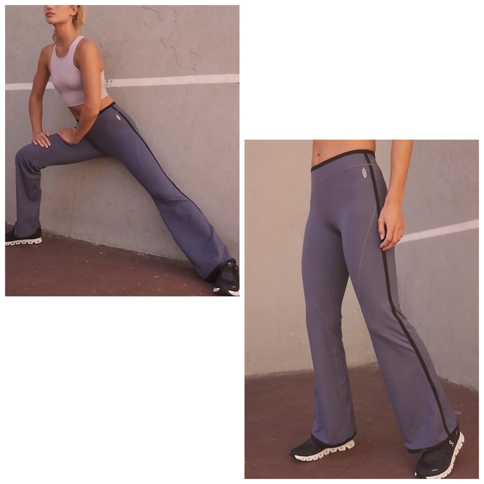 Free People NWOT Pipe Dream Mid Rise Flares Grey/Black