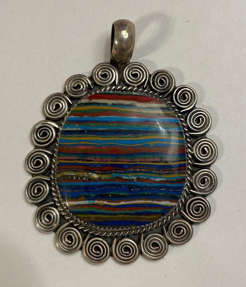 Vintage Sterling Silver and Calsilica Pendant by Anglo Kay Johnson