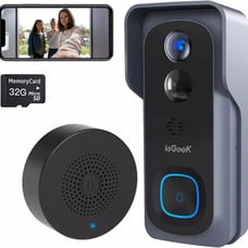 2 ieGeek 2K Doorbell Camera Wireless No Subscription w/Doorbell ((2 TOTAL CAMs))