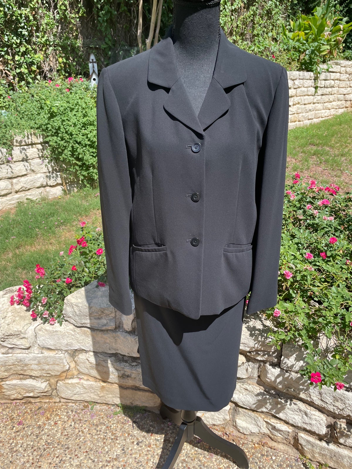 Talbots, Black, Jacket, Size 10P, Black, Skirt, Size 12P