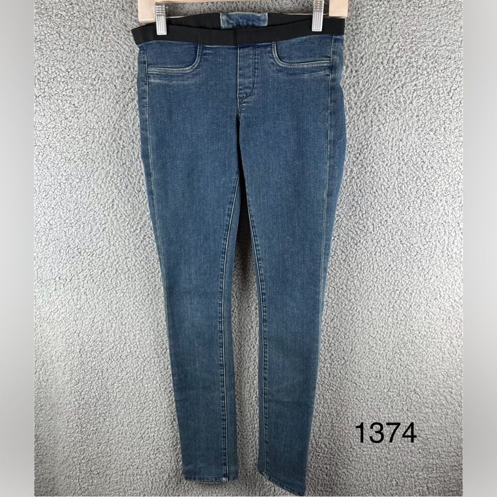Helmut Lang Women's Medium Wash Skinny Blue Jeans Elastic Waist Size 25 USA Made
