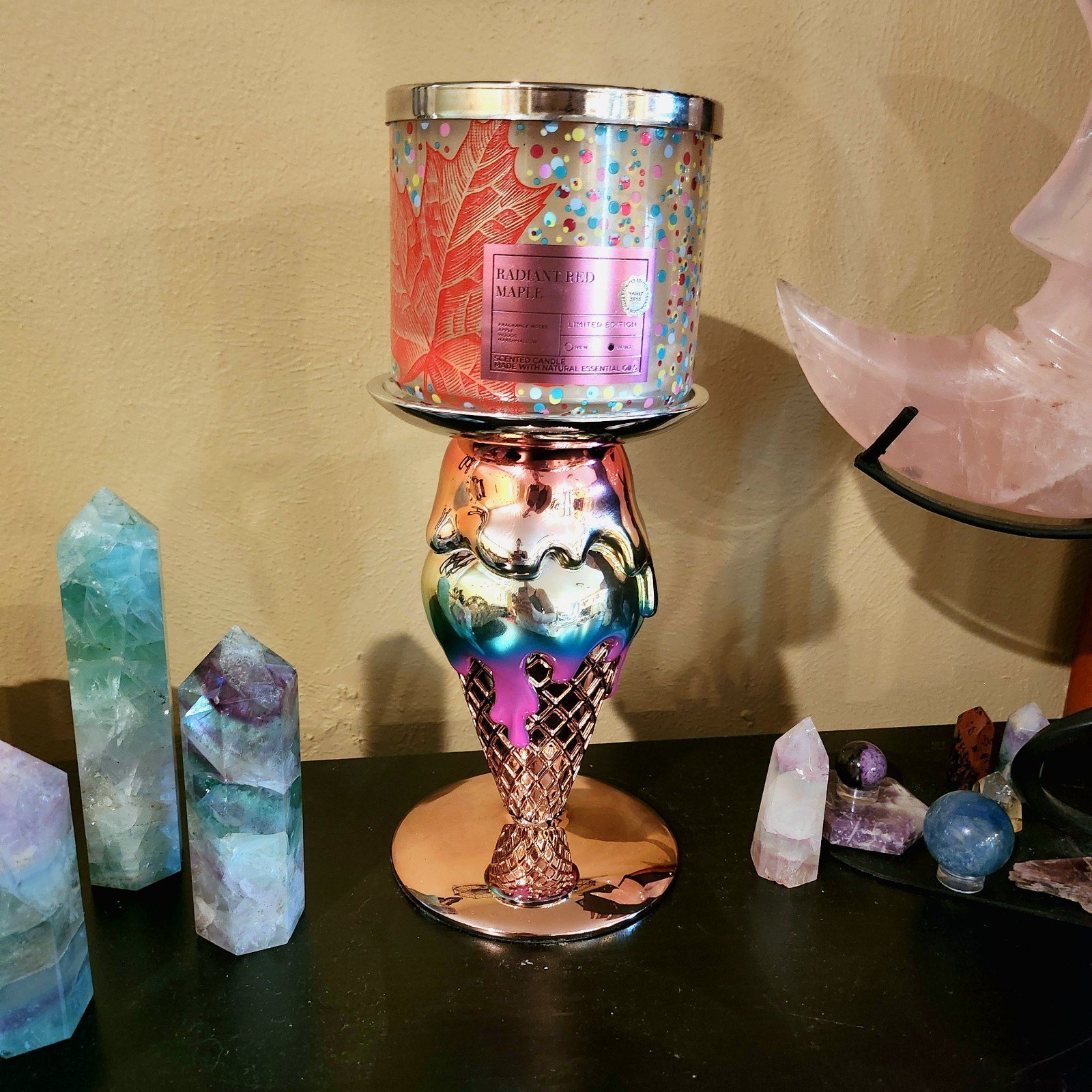 ice cream cone 3 wick candle holder b&bw