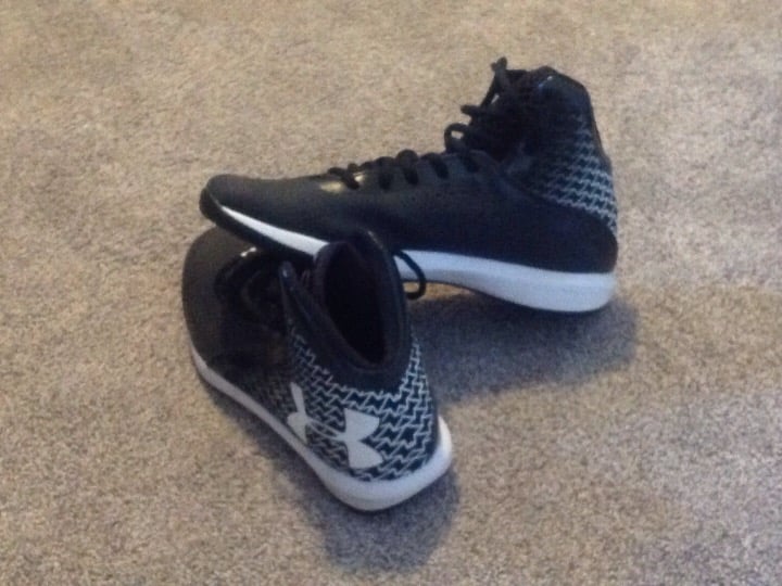 Black white under armor basketball shoes