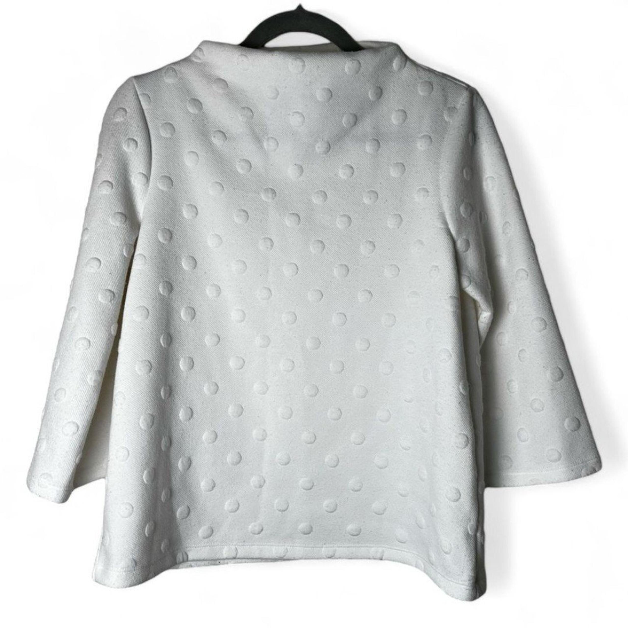 W5 - Women’s White Polka Dot Textured Knit Top - Sz. S