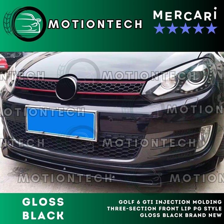 Golf 6 GTI Injection Molding Three-Section Front Lip PG Style Gloss Black New