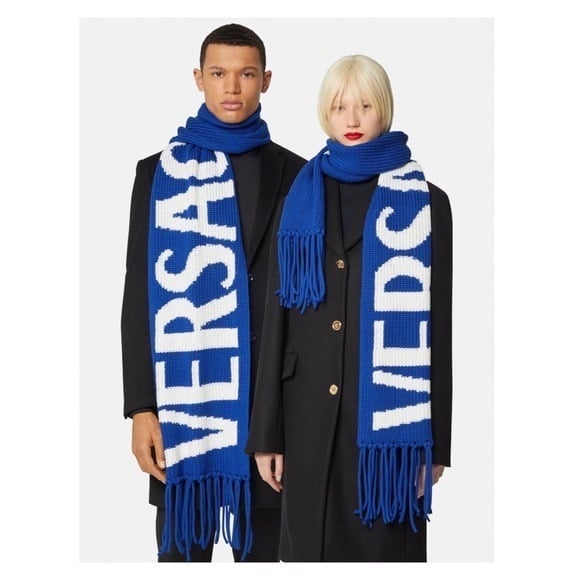 New! VERSACE Logo Knit Maxi Wool Scarf MSRP: 650