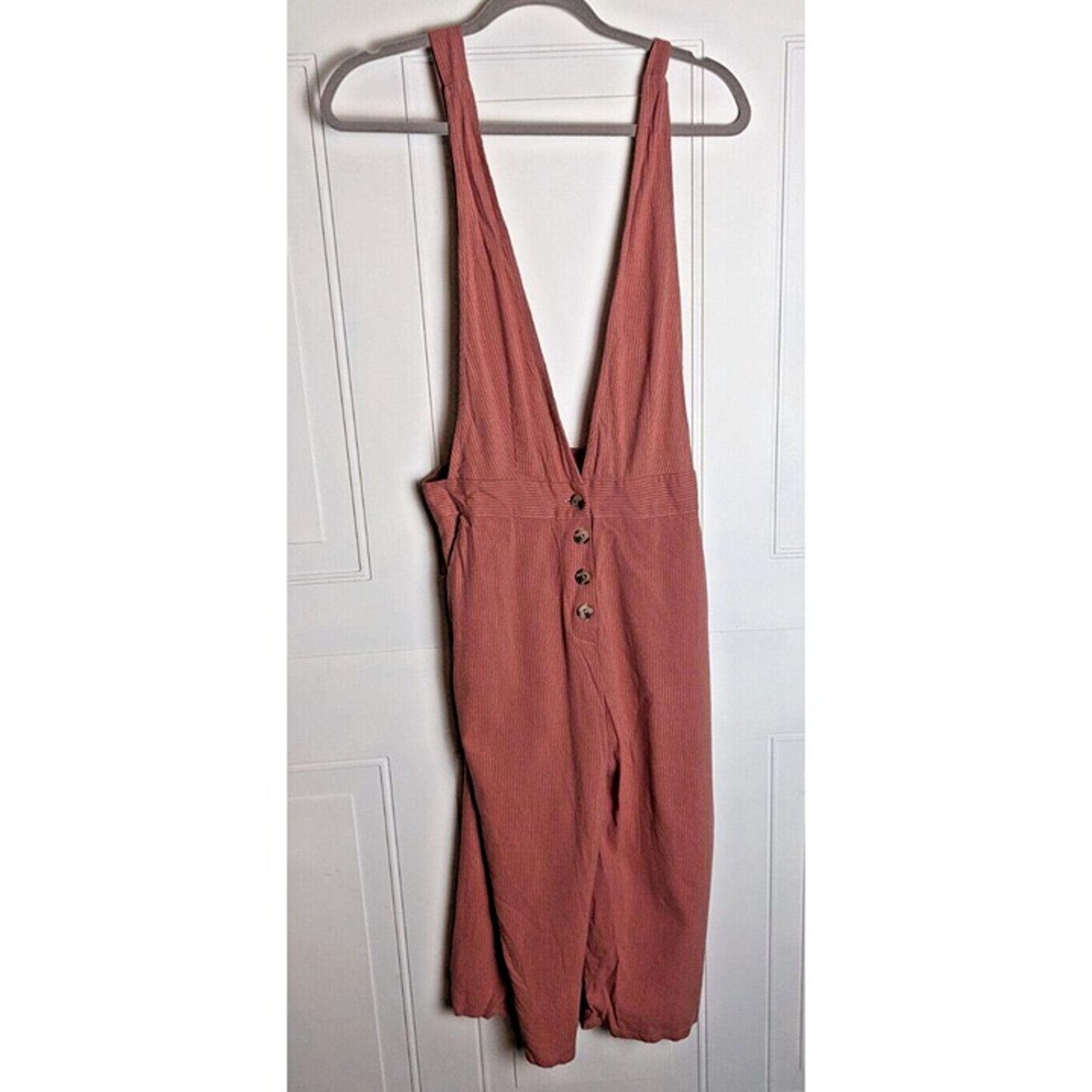 One Clothing pink striped overalls romper size large shorts sleeveless