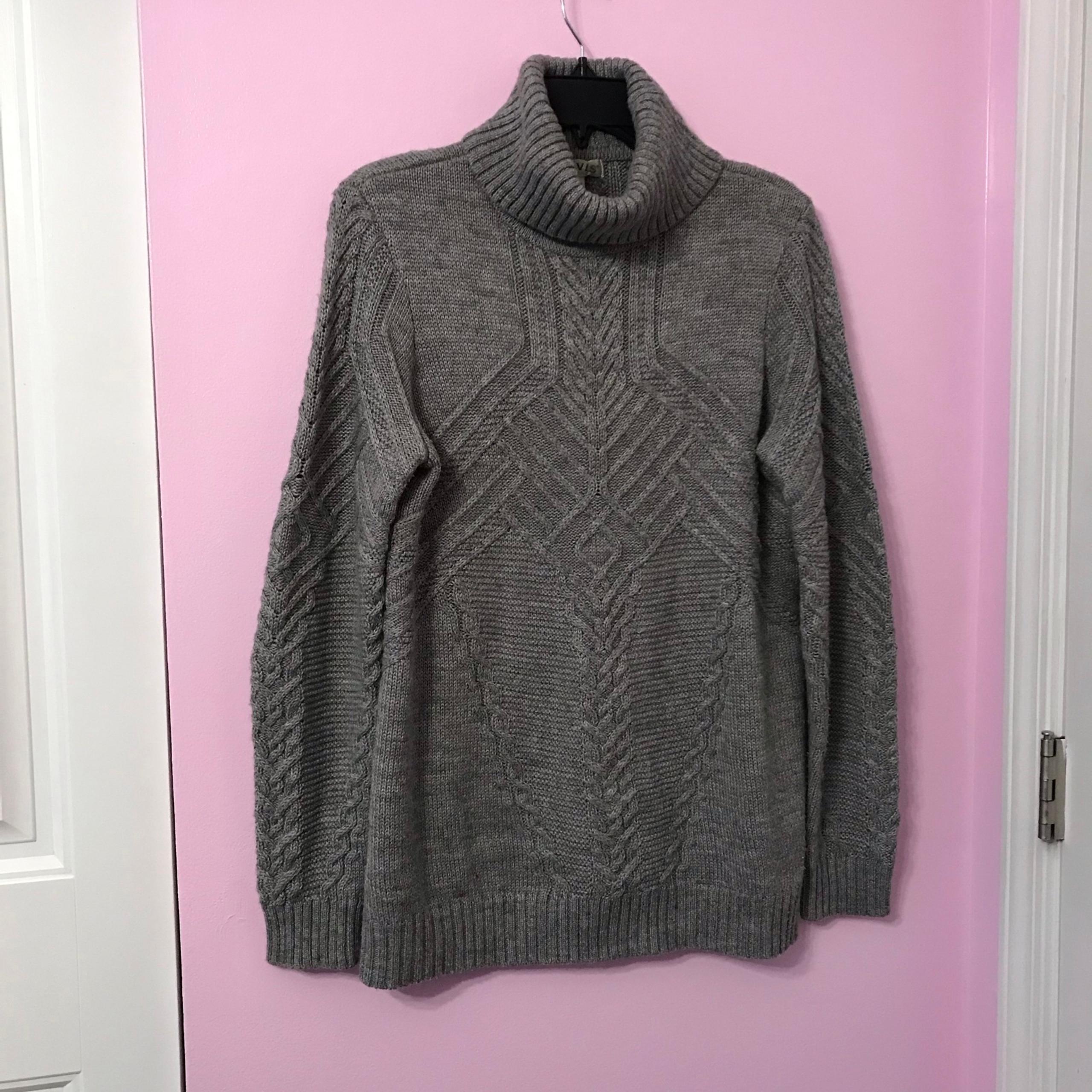 Orvis Gray wool blend Knit Turtleneck Sweater size medium