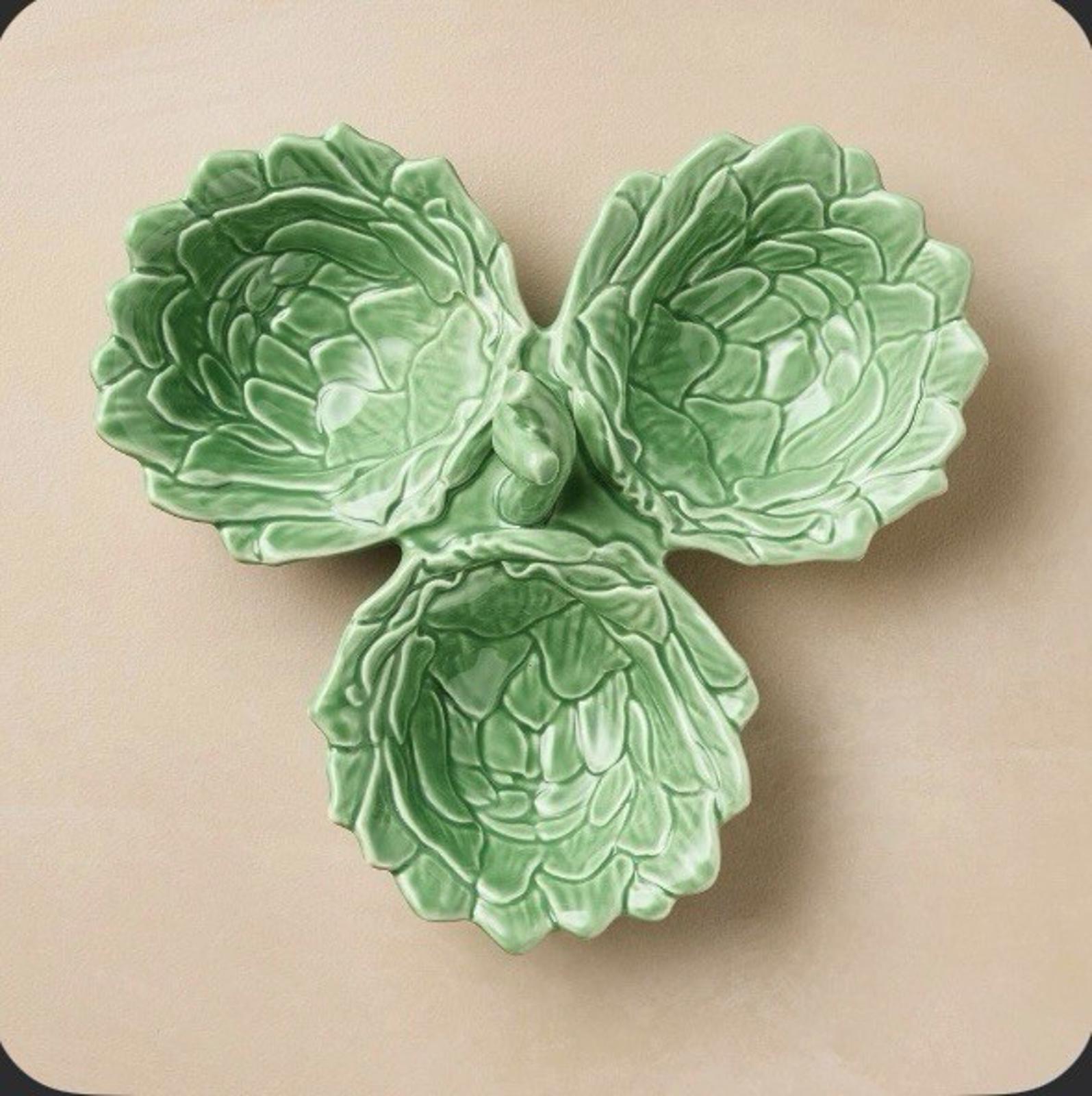 10oz Artichoke Three Section Stoneware Serving Bowl Green - John Derian