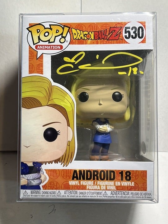 SIGNED FUNKO POP Android 18 Colleen Clinkbeard AUTOGRAPH #530 JSA Dragon Ball Z