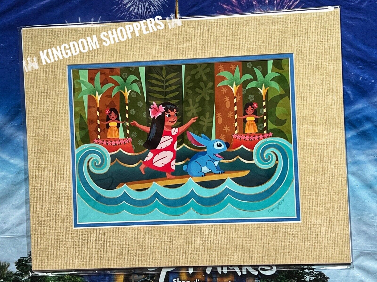 2024 Disney Parks Ann Shen A Small World With Lilo & Stitch Print 14x18”