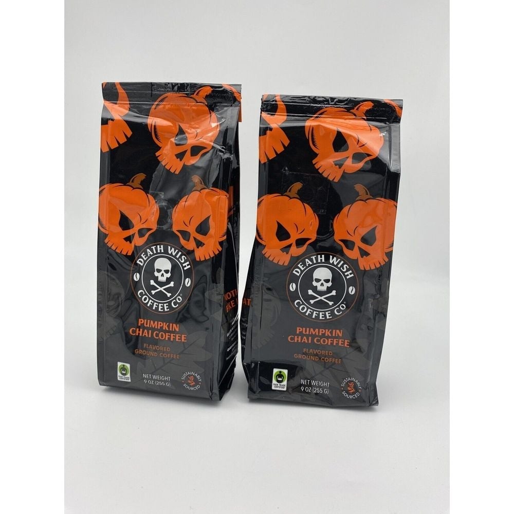Death Wish Coffee Pumpkin Chai Ground Coffee 9 oz Lot of Two