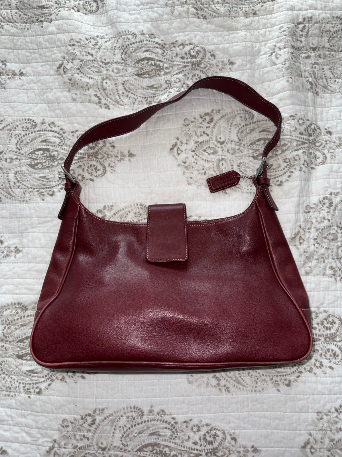 Leather coach shoulder bag