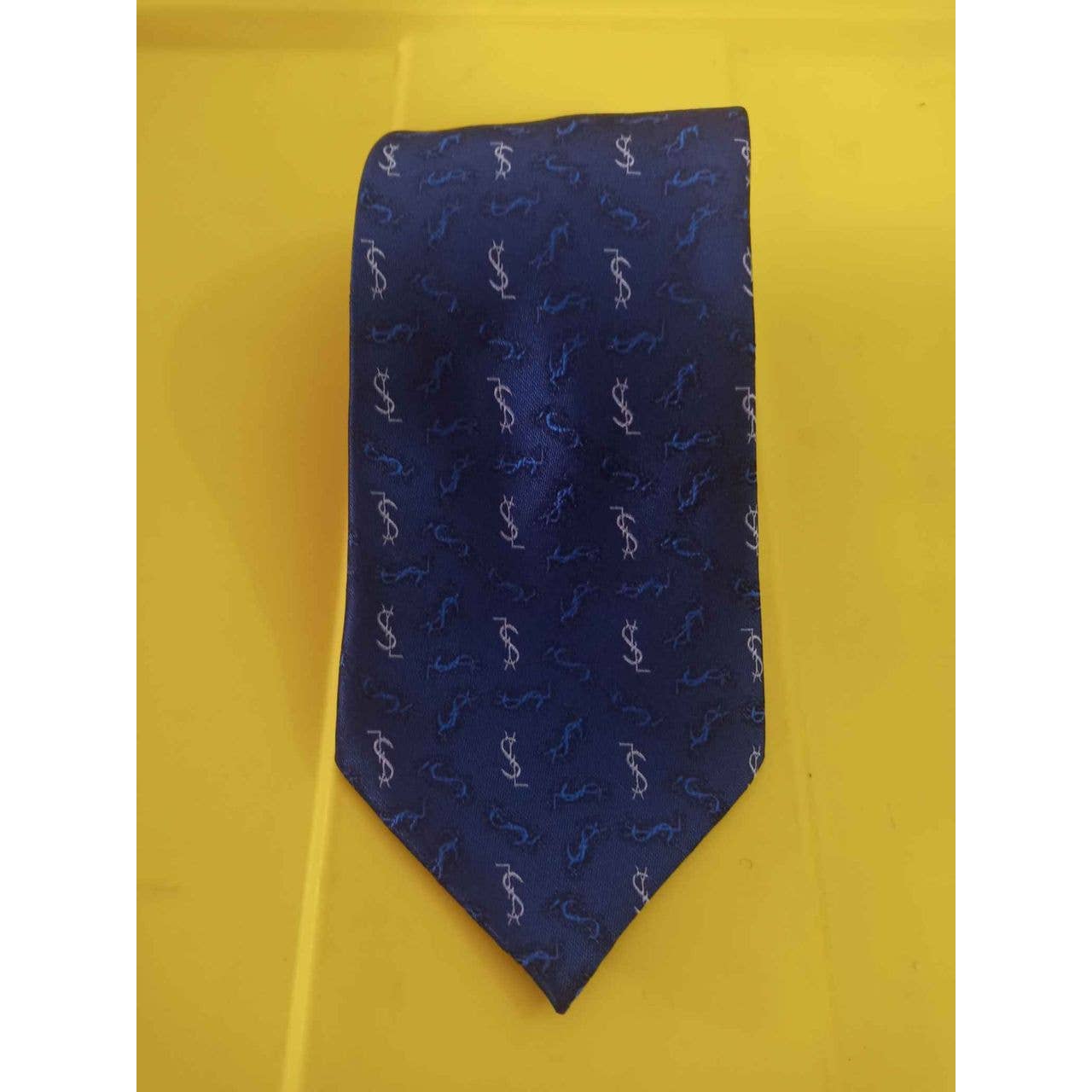Vintage Yves Saint Laurent Geometric Design Logo Silk Tie - 58 L x 3.85W