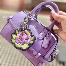 NWT Coach Purple Rose Bag Charm
