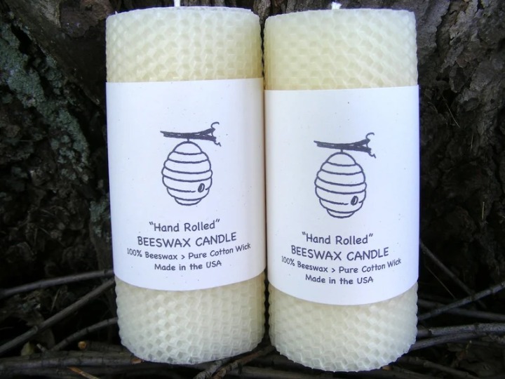 Set of Two - 5.5 Pillars - 100% Beeswax Candles - White (Ivory) Beeswax