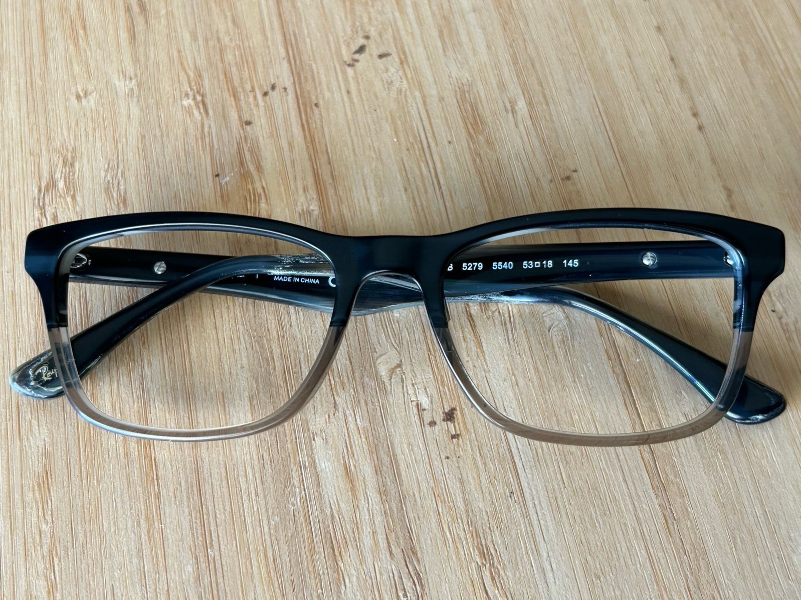 Ray Ban RB 5279 5540 Rectangle Black Gray Eyeglasses Frame Only 53-18-145