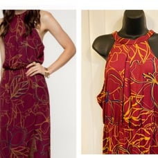 Dresses Burgundy Floral Halter Dreses