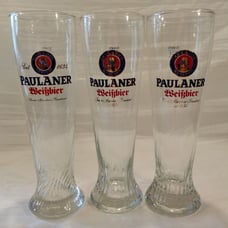Vintage Paulaner Brewery WeiBber Signature Spiral Pilsner Beer Glasses
